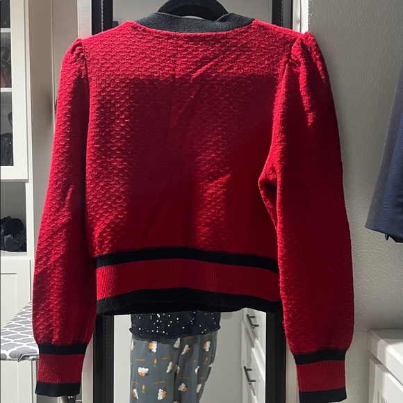 Goelia Red and Black Cardigan with Gold Buttons, gorgeous.NWOT. Has Chanel vibe. - Picture 2 of 7